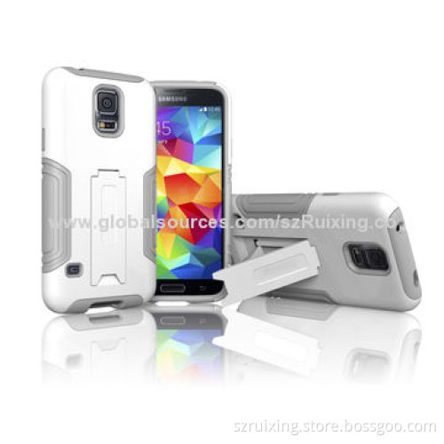With Foldable Kickstand PC+Silicone 2 in 1 Case For Samsung Galaxy S5